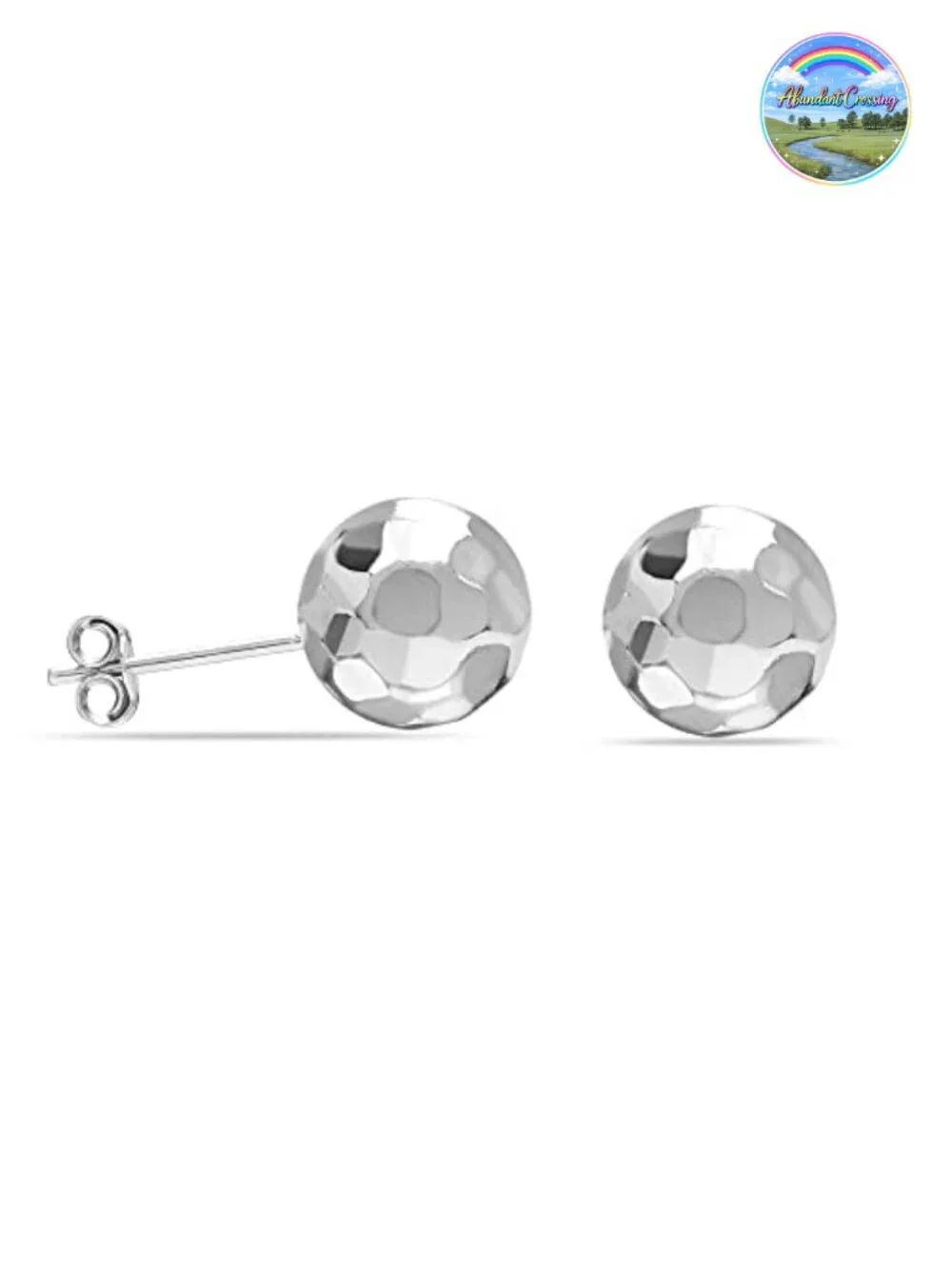 925 Sterling Silver Ball Post Stud Earrings for Women Hammered Round